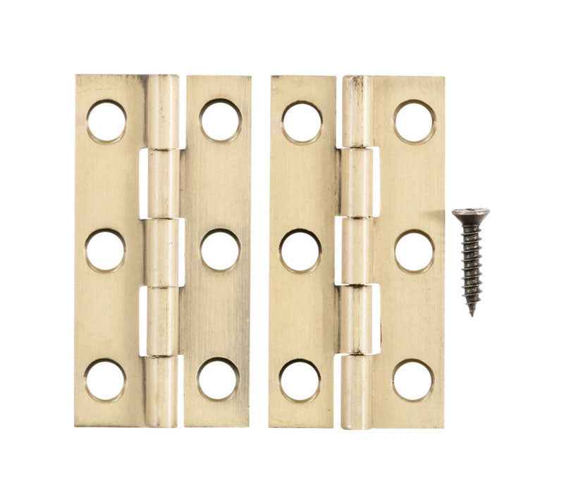 National Hardware 2 in. L Antique Brass Door Hinge 2 pk - Image 3