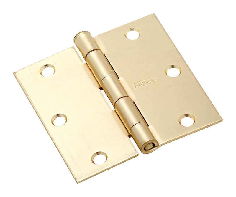 National Hardware 3-1/2 in. L Satin Brass Door Hinge 3 pk - Image 2