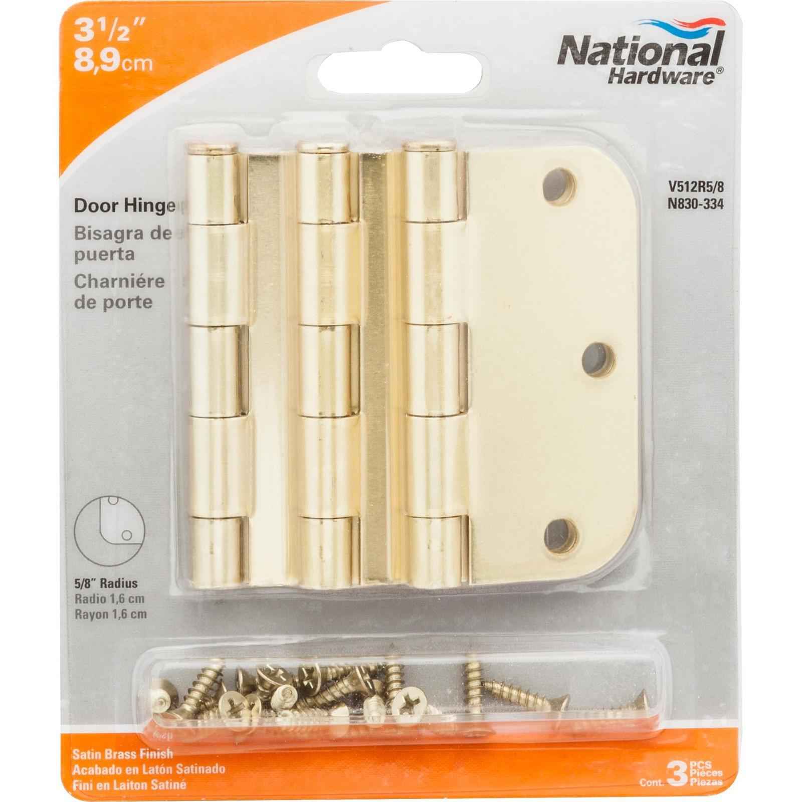 National Hardware 3-1/2 in. L Satin Brass Door Hinge 3 pk - Image 3