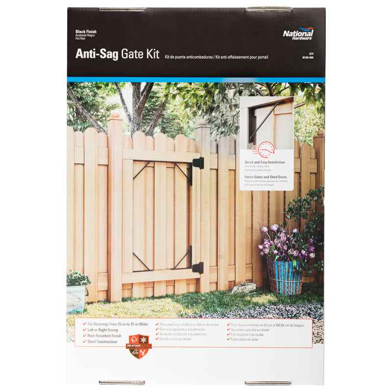 National Hardware 3.74 in. L Black Steel Anti-Sag Gate Kit 1 pk - Image 3