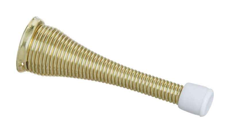 National Hardware 3 in. W Steel w/Rubber Tip Brass Spring Door Stop Mounts to wall - Image 2