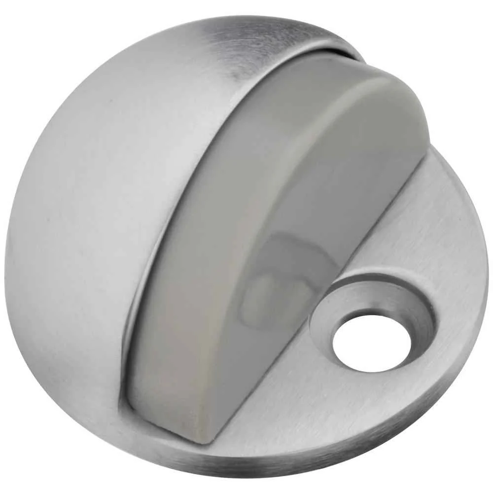 National Hardware Solid Brass w/Rubber Bumper Chrome Silver Door Stop Mounts to floor 1.75 in.