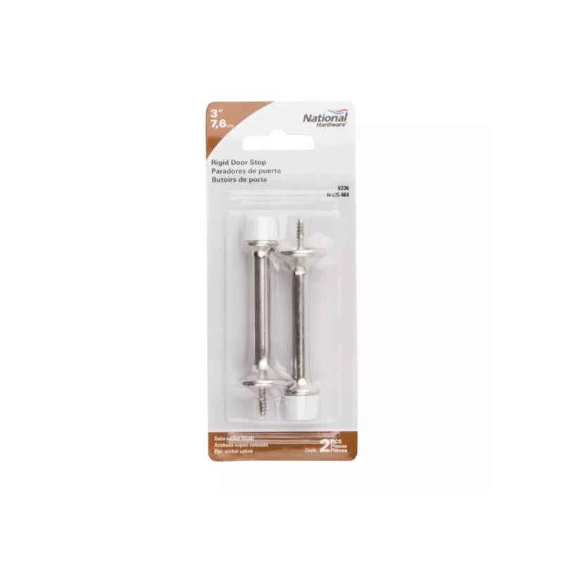 National Hardware 3 in. L Zinc Satin Nickel Silver Rigid Door Stop Mounts to wall 1 in. - Image 2