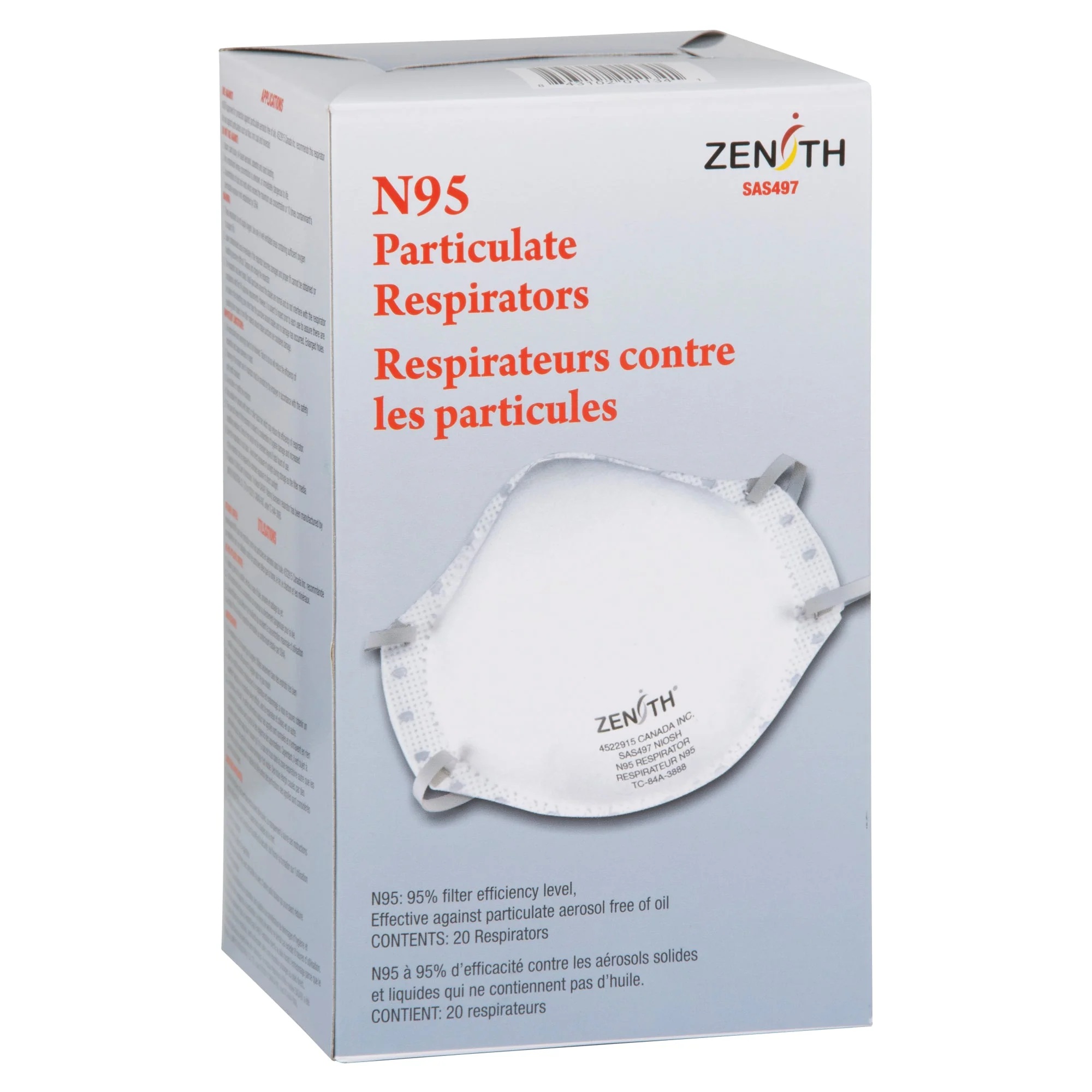 Particulate Respirators, N95, NIOSH Certified, Medium/Large - Image 2