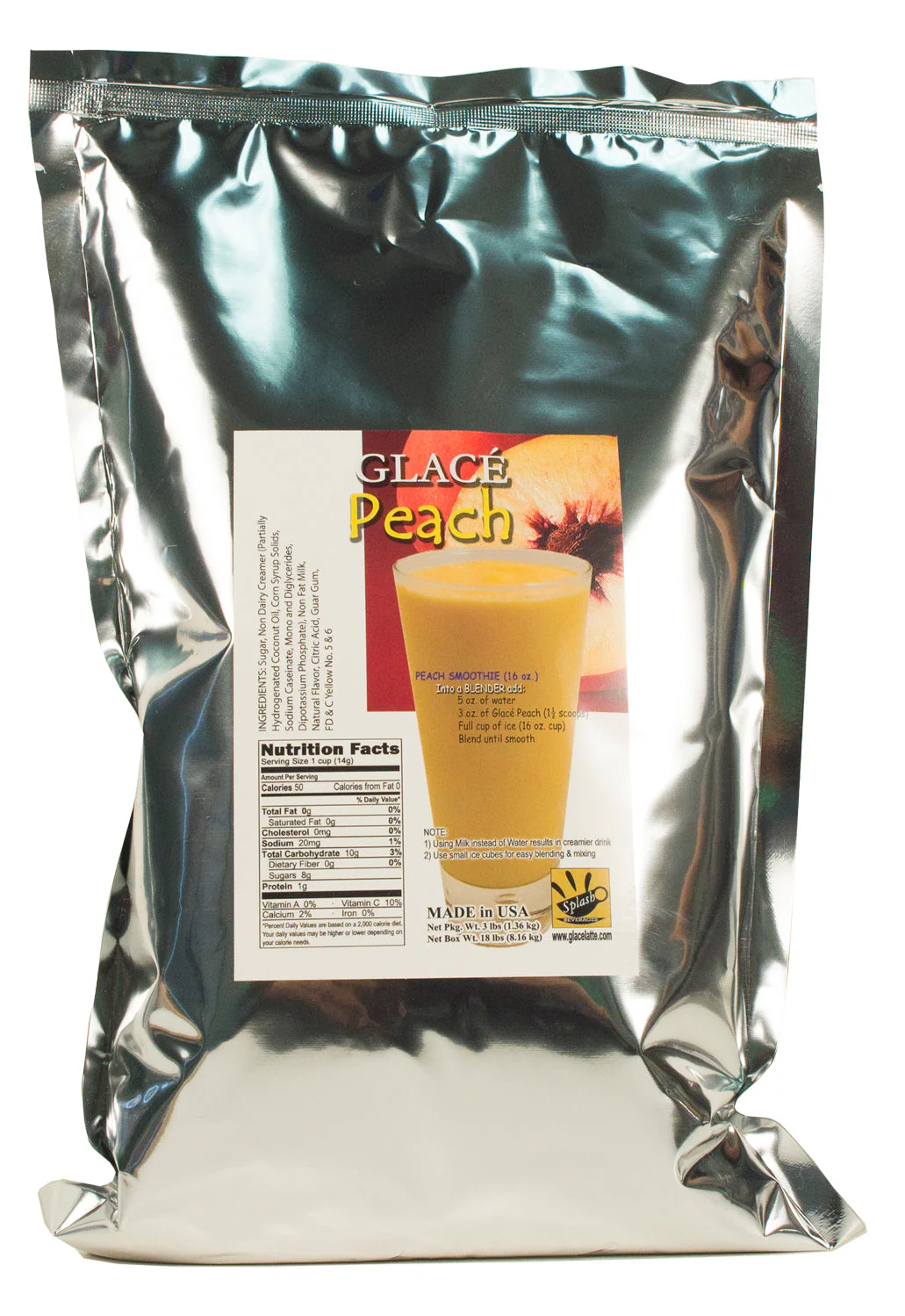 Peach 4 in 1 Mix for Bubble Tea, Smoothies, Lattes and Frappes, 3 lbs. Bag (Case 6 x 3 lbs. Bags) - Ships Free Within Canada on Orders Above CAD $199