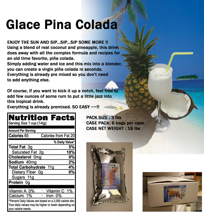 Pina Colada 4 in 1 Mix for Bubble Tea, Smoothies, Lattes and Frappes, 3 lbs. Bag (Case 6 x 3 lbs. Bags) - Ships Free Within Canada on Orders Above CAD $199 - Image 2