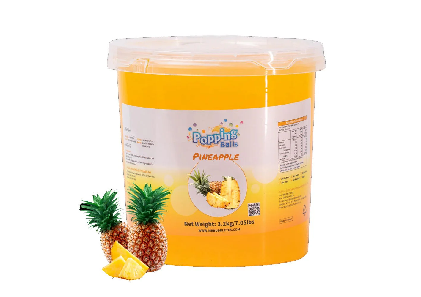 Pineapple Bursting Boba - 7 LB Jar - Popping Boba - Ships Free Within Canada on Orders Above CAD $199