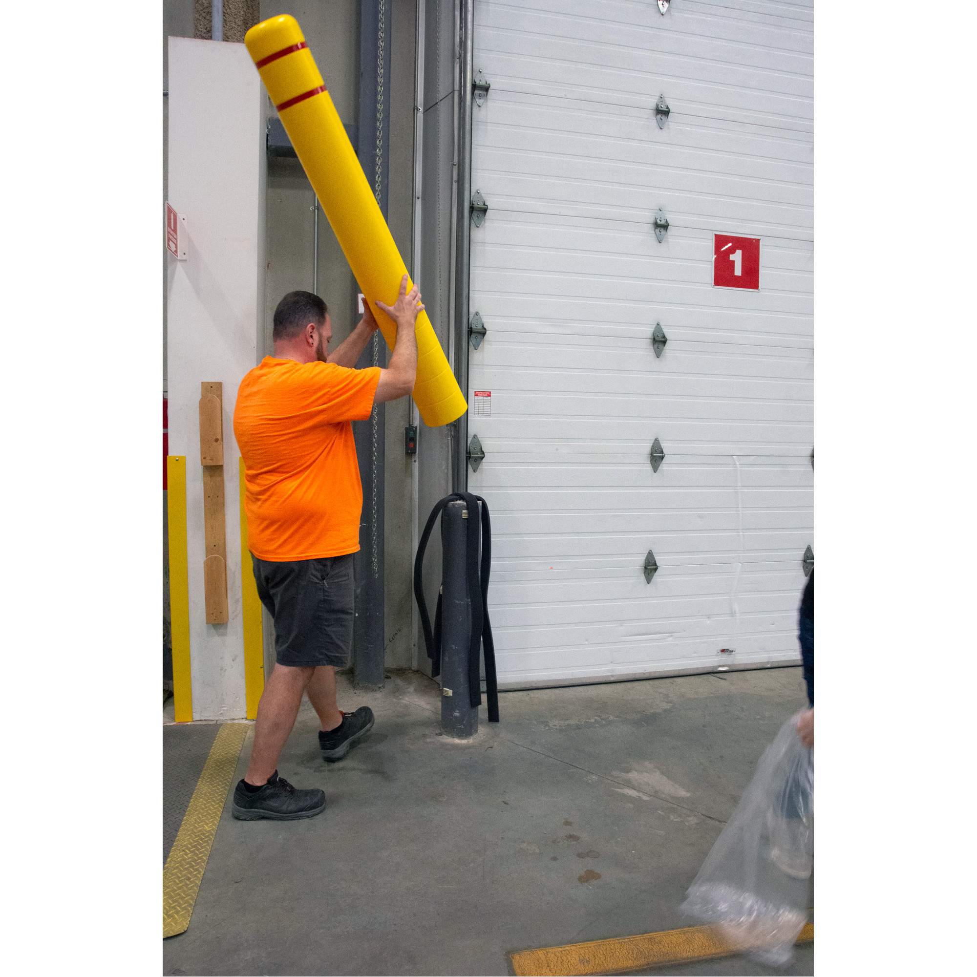 Polyethylene Bollard Cover, 4-1/2" Dia. x 52" L, Red/Yellow - Image 5