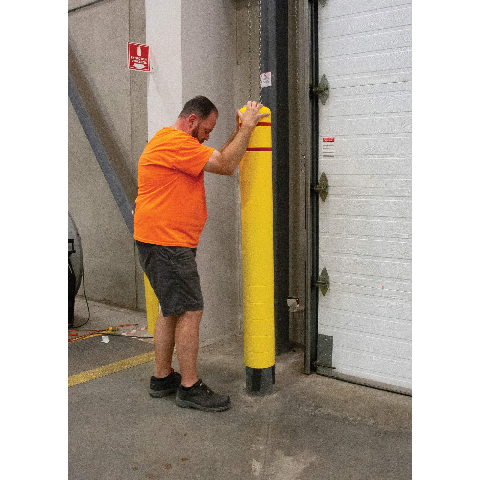 Polyethylene Bollard Cover, 4-1/2" Dia. x 52" L, Red/Yellow - Image 7