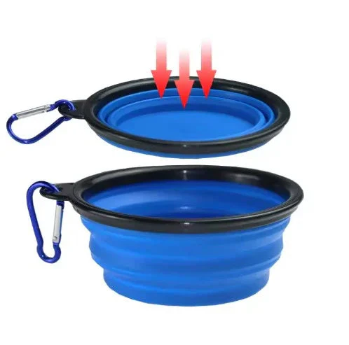 Portable Silicone Pet Bowl with Carabiner Clip, Collapsible, 350 ml - Image 2