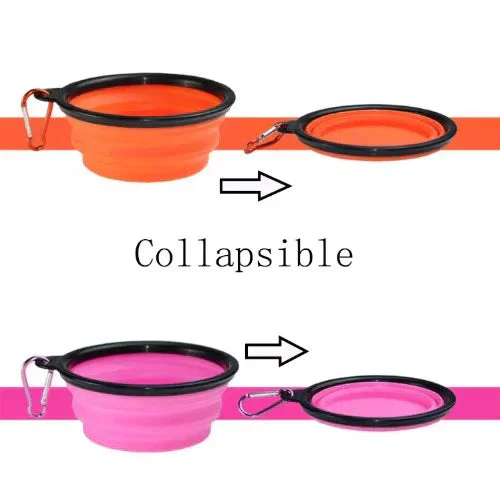 Portable Silicone Pet Bowl with Carabiner Clip, Collapsible, 350 ml - Image 3