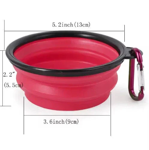 Portable Silicone Pet Bowl with Carabiner Clip, Collapsible, 350 ml - Image 7