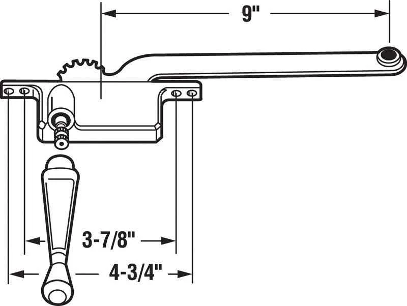 Prime-Line White Steel Left Single-Arm Casement Window Operator For Steel Framed Windows - Image 3