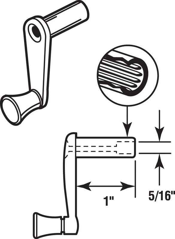 Prime-Line Plated Silver Cast Metal Single-Arm Casement Crank Handle For RV Windows - Image 3