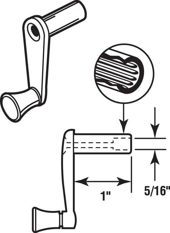 Prime-Line Plated Silver Cast Metal Single-Arm Casement Crank Handle For RV Windows - Image 6