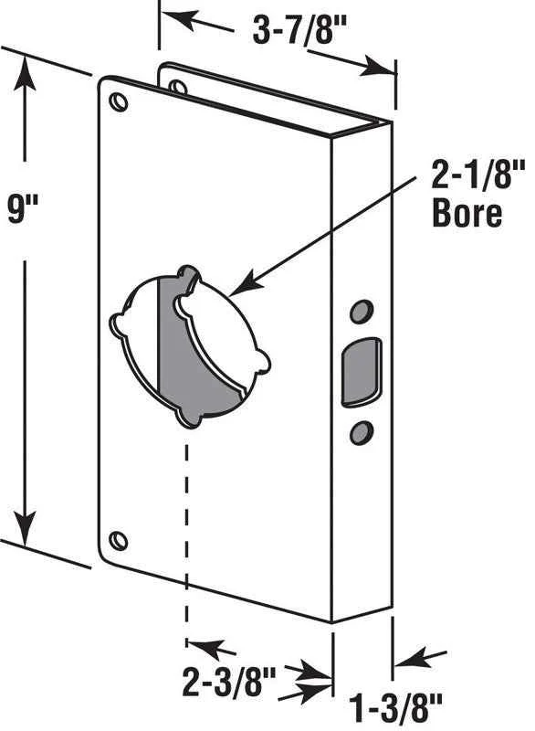 Prime-Line 9 in. H X 3.875 in. L Brass-Plated Brass Door Reinforcer - Image 2