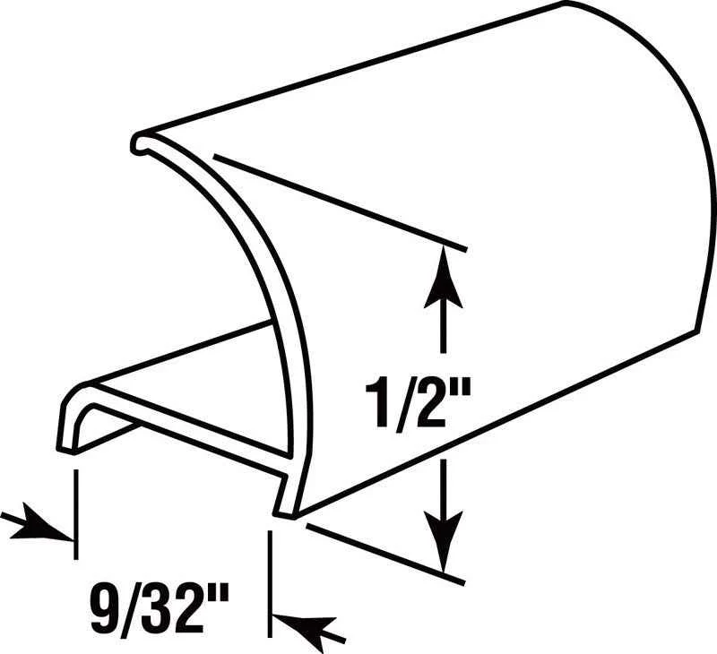 Prime-Line Glazing Channel Snap-In 0.438"W, 72" H X 0.438"W X 0.25" D White (Case of 25) - Image 3