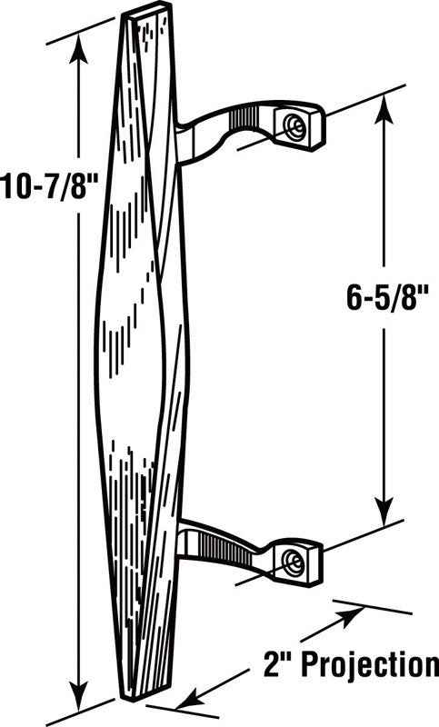 Prime-Line 1 in. L Chrome Plated Brown Metal Patio Door Pull - Image 3