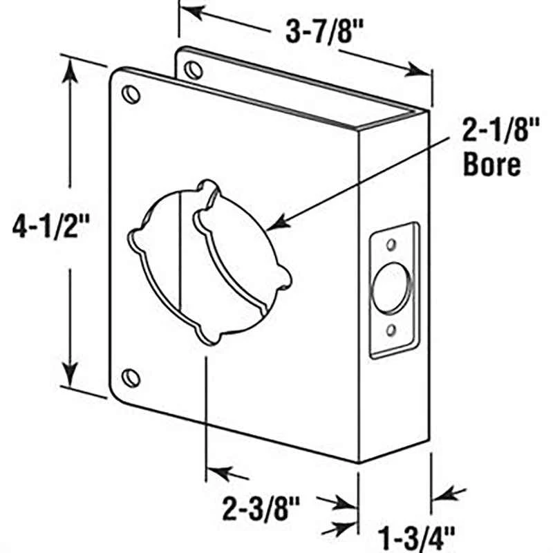 Prime-Line 4.5 in. H X 3.875 in. L Brushed Stainless Steel Stainless Steel Recessed Door Reinforcer - Image 2