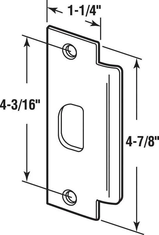 Prime-Line 4.875 in. H X 2 in. L Brass-Plated Steel Replacement Lip Strike - Image 2