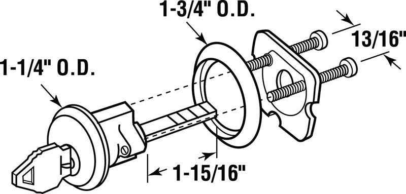 Prime-Line 6 in. W X 9.25 in. L X 1-3/4 in. D Diecast Rim Cylinder Lock - Image 2