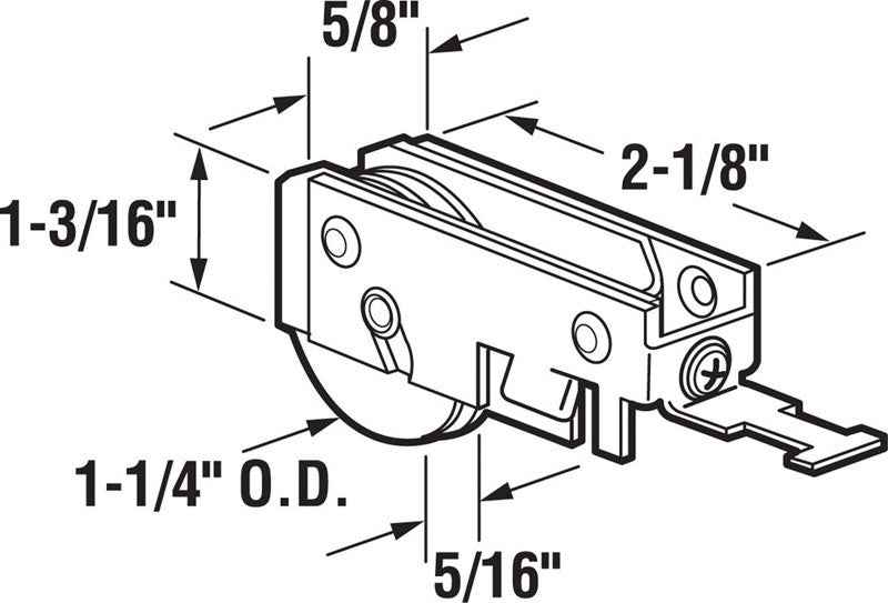 Prime-Line 1-1/4 in. D X 5/16 in. L Nylon/Steel Roller Assembly 1 pk - Image 2