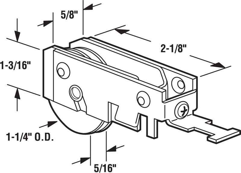 Prime-Line 1-1/4 in. D X 5/16 in. L Steel Pocket Door Roller Assembly 1 pk - Image 2