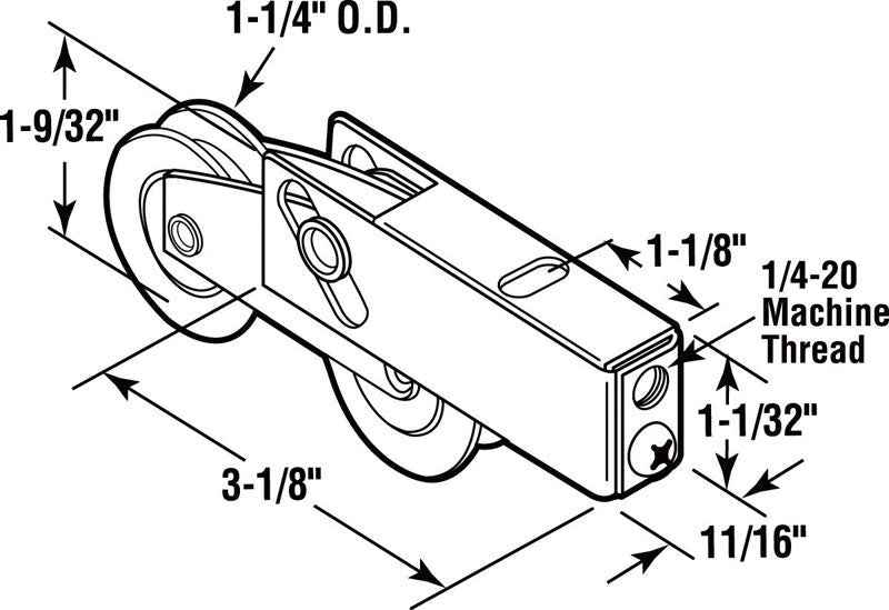 Prime-Line 1-1/4 in. D X 5/16 in. L Steel Roller Assembly 1 pk - Image 3
