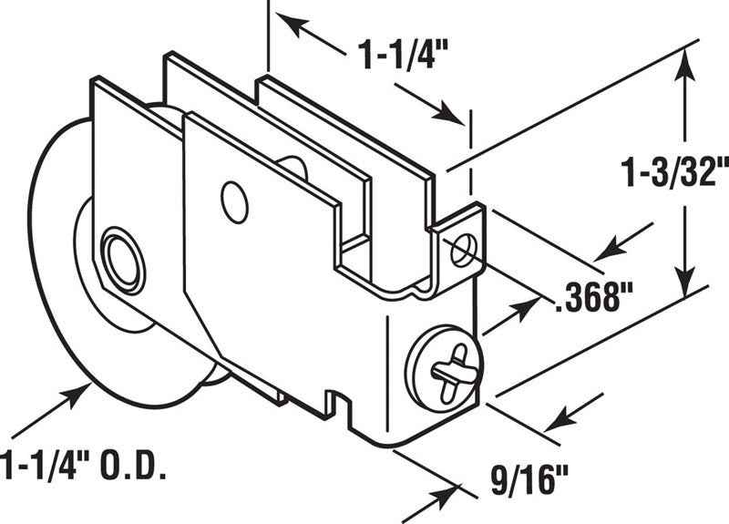 Prime-Line 1-1/4 in. D X 0.56 in. L Steel Roller Assembly 1 pk - Image 2