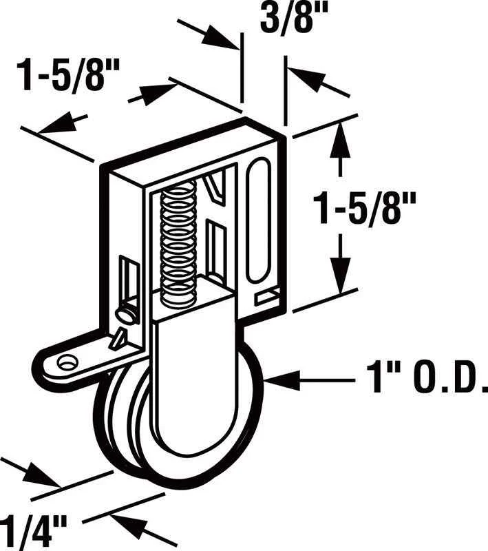 Prime-Line 1 in. D X 1/4 in. L Nylon Roller Assembly 2 pk - Image 2