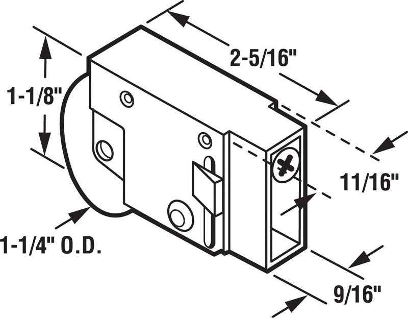 Prime-Line 1-1/4 in. D X 2.31 in. L Steel Roller Assembly 1 pk - Image 3