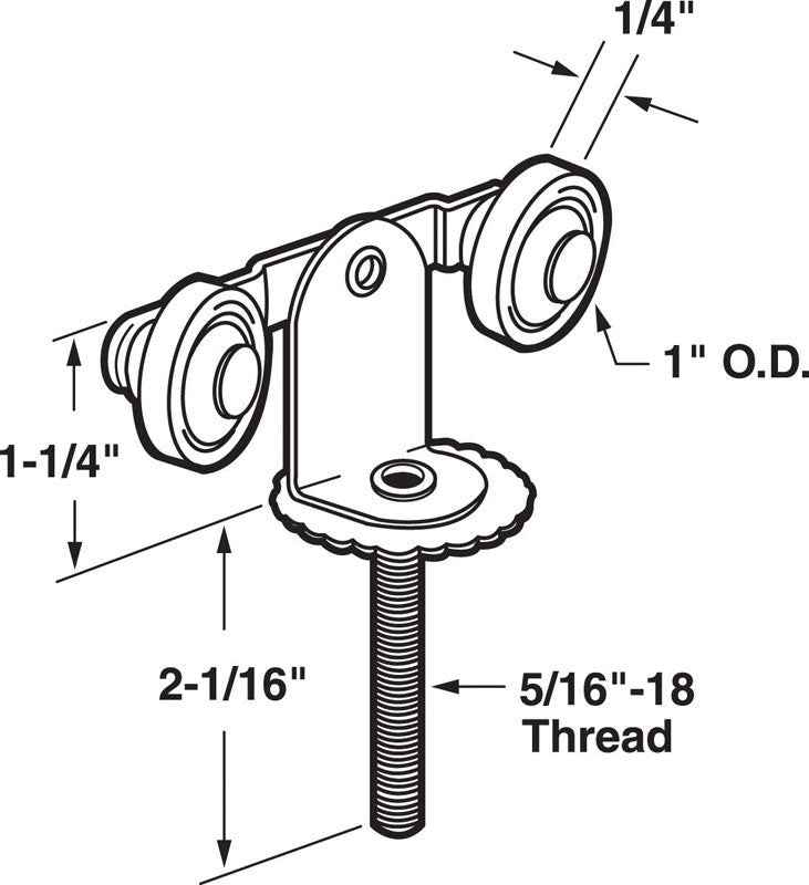 Prime-Line 1 in. D X 1/4 in. L Nylon/Steel Roller Assembly 1 pk - Image 3