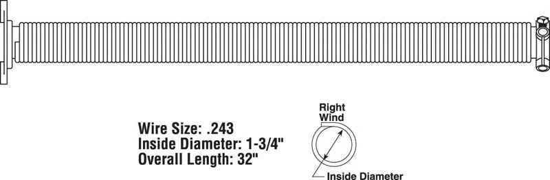 Prime-Line 32 in. L 150 lb Garage Door Torsion Spring - Image 2