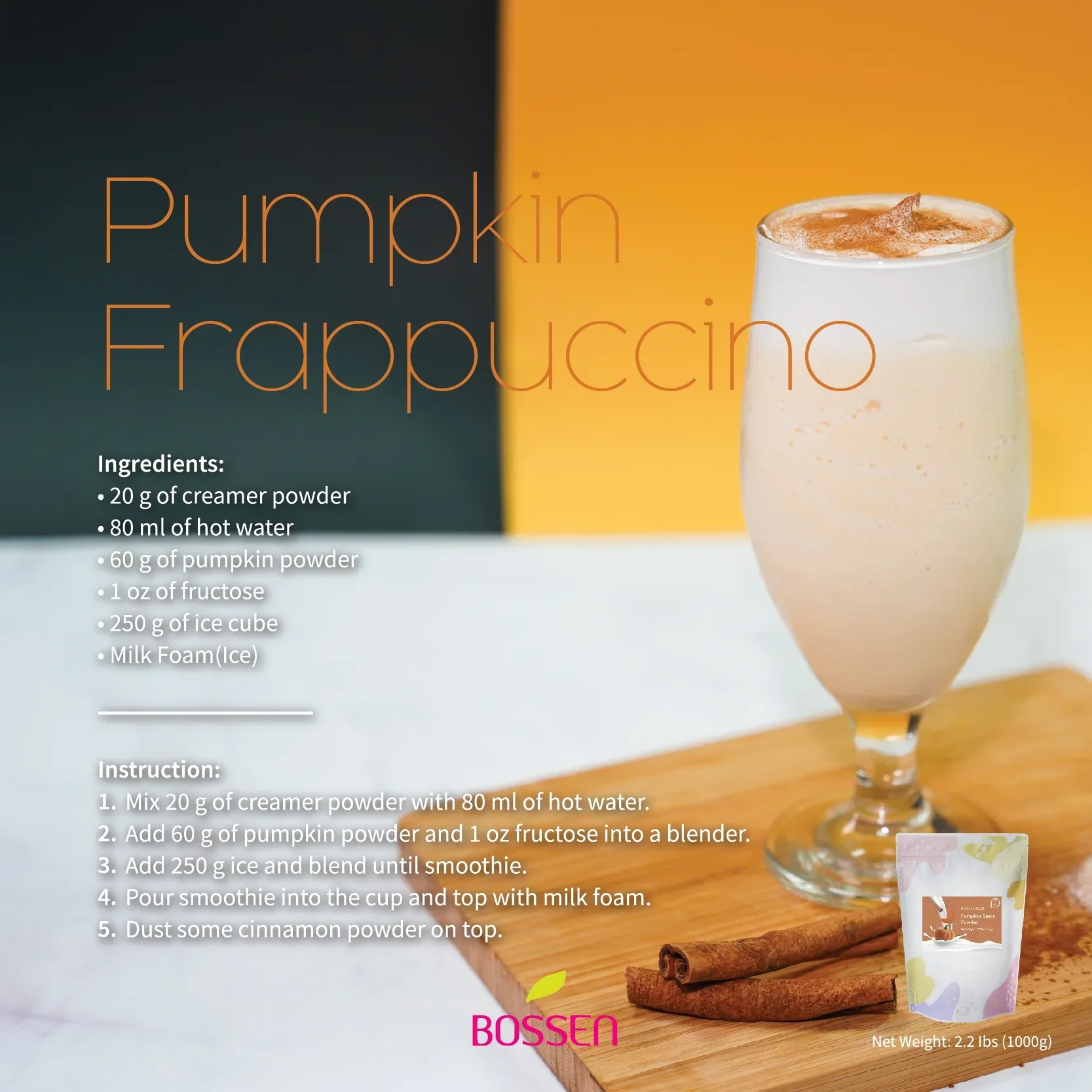 Pumpkin Spice Beverage Mix |  All in One | NEW | 2.2 Lbs. Bag - Bossen Canada - Ships Free Within Canada on Orders Above CAD $199 - Image 8