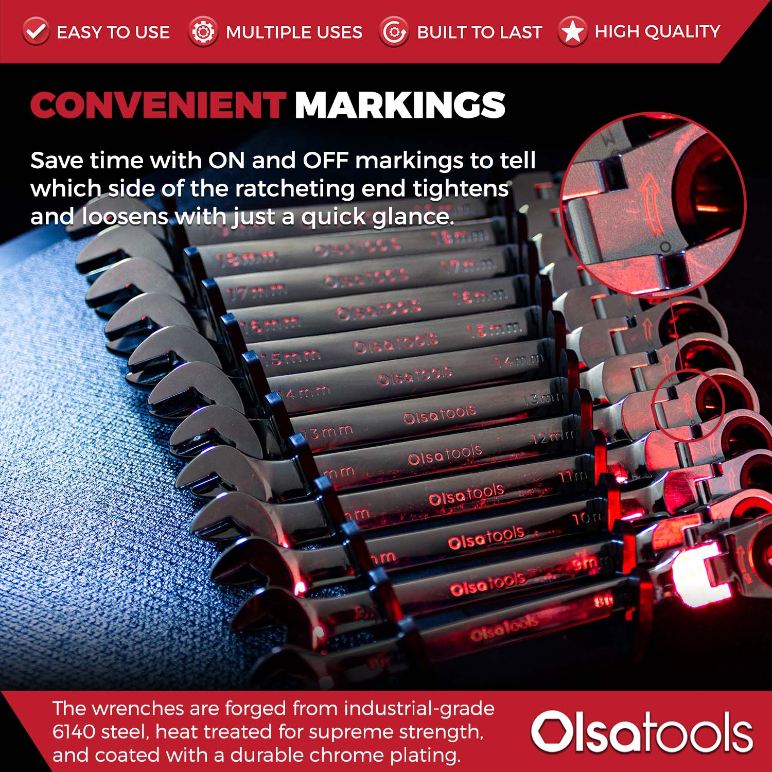 Ratcheting Wrench Set with Magnetic Wrench Organizer - Image 10