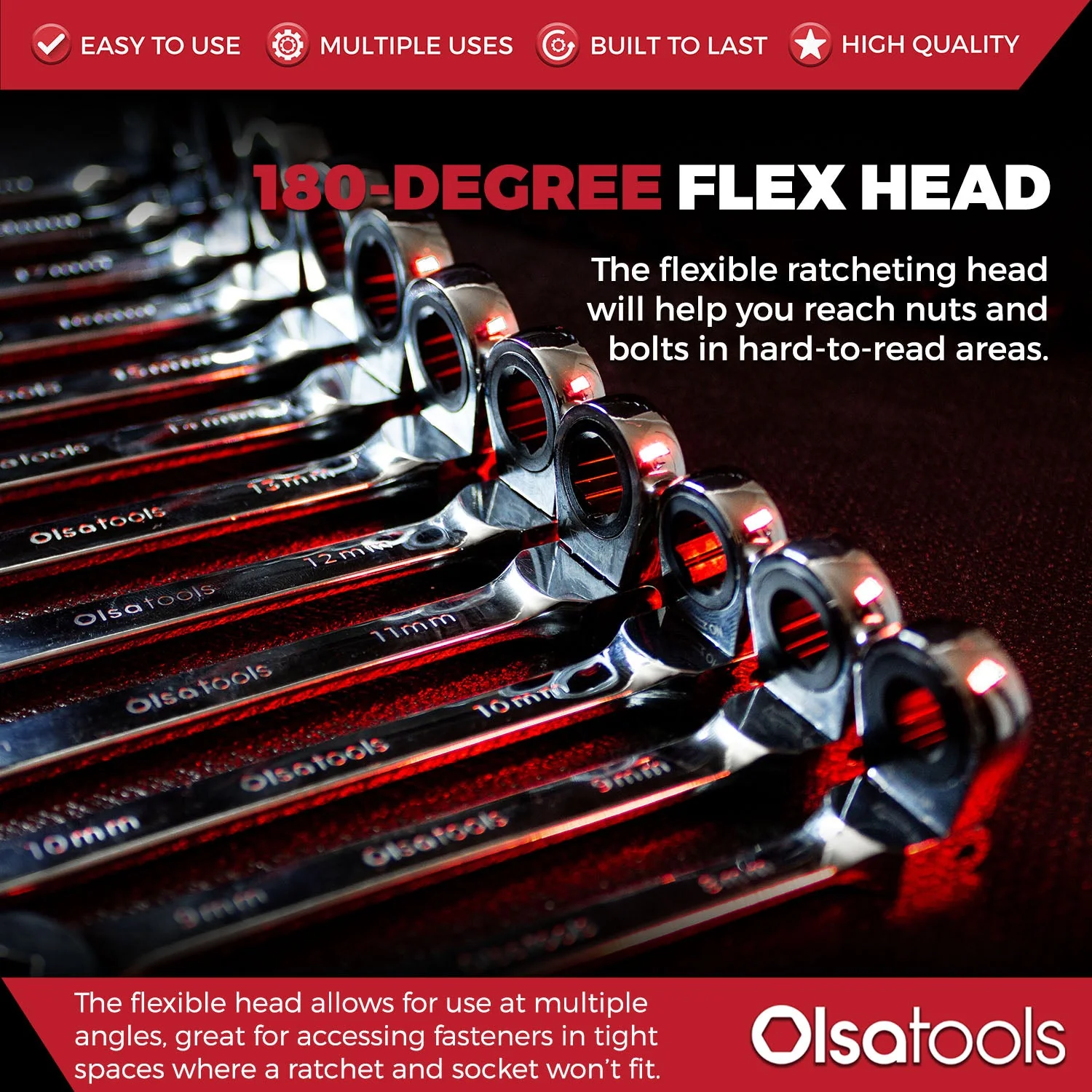 Ratcheting Wrench Set with Magnetic Wrench Organizer - Image 11