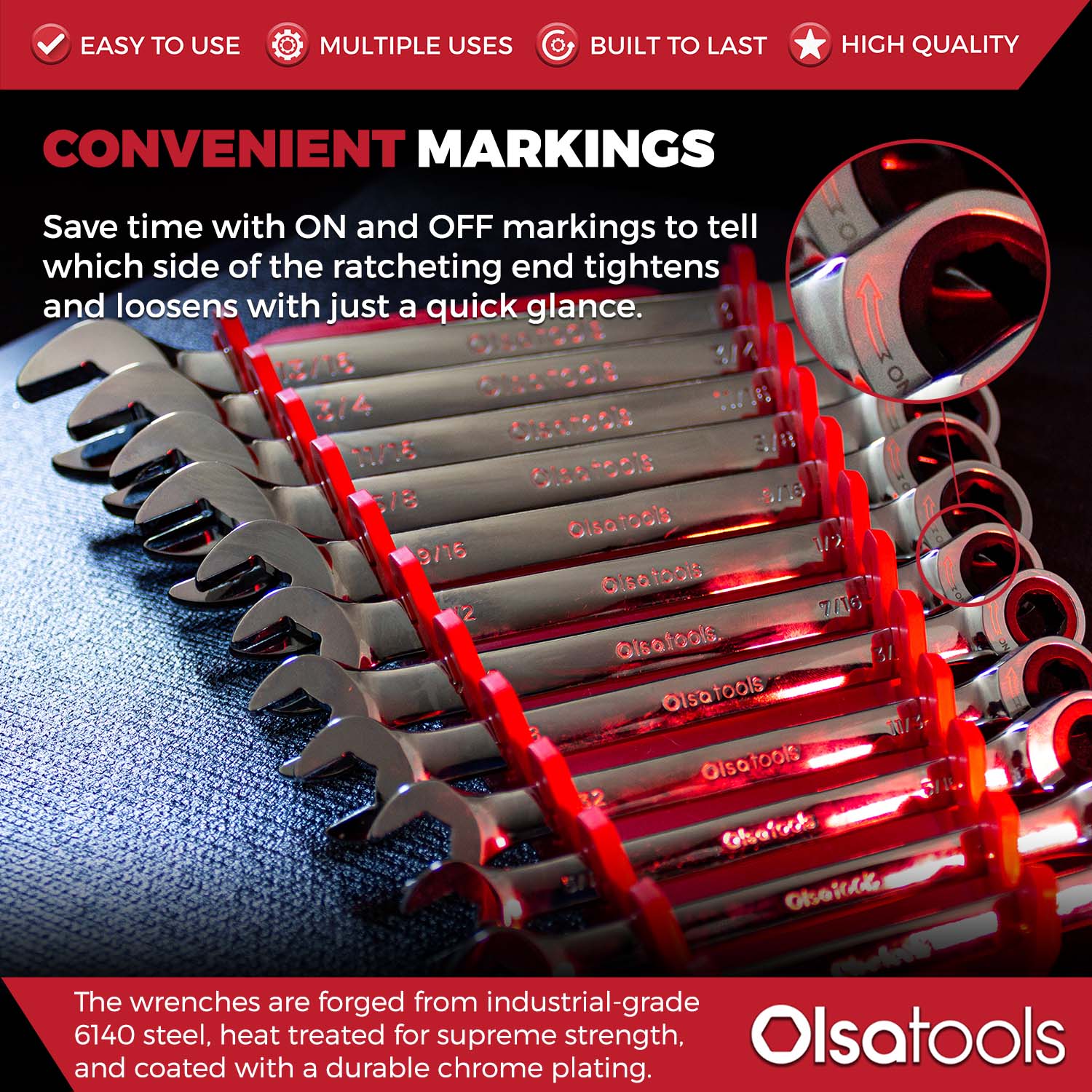 Ratcheting Wrench Set with Magnetic Wrench Organizer - Image 14