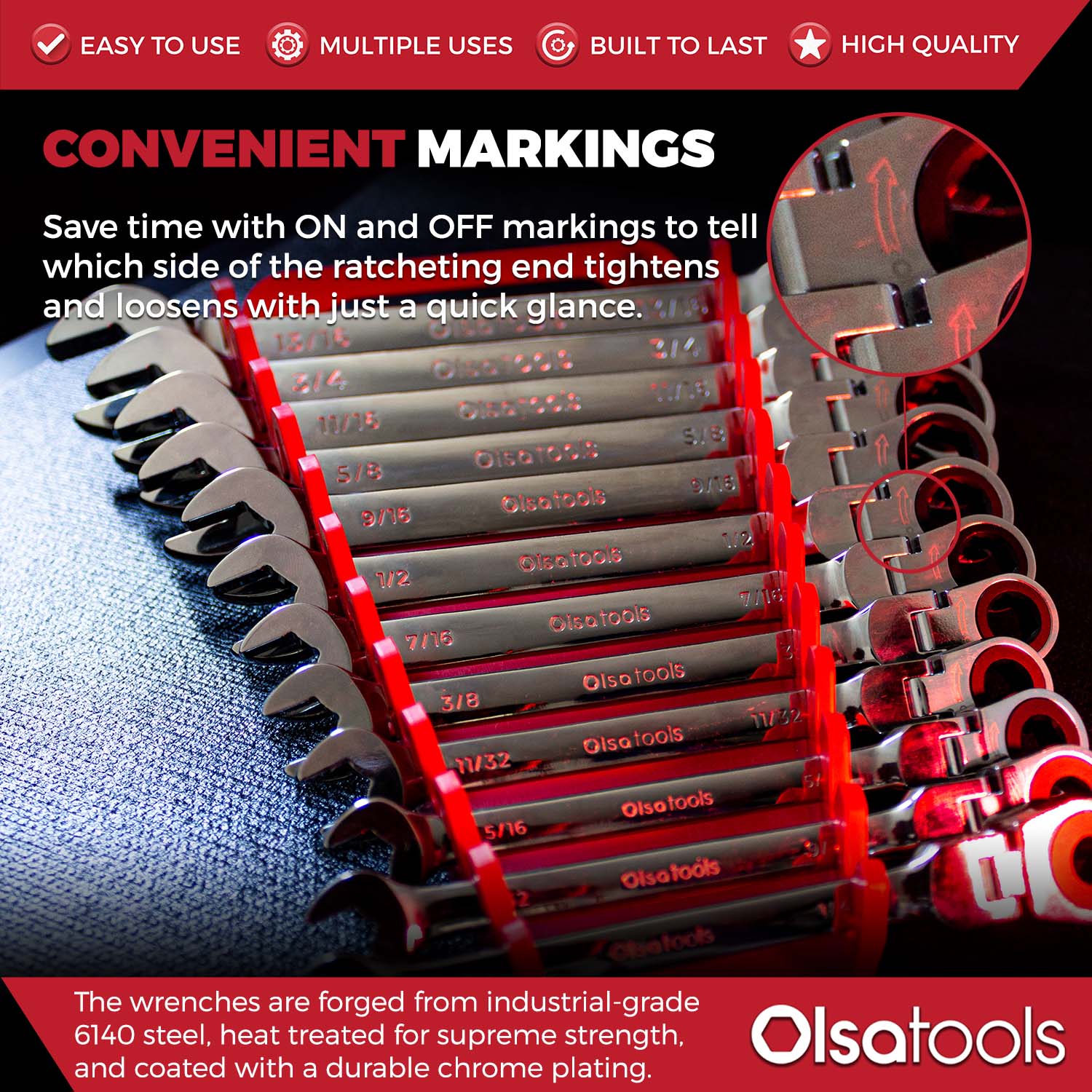 Ratcheting Wrench Set with Magnetic Wrench Organizer - Image 18