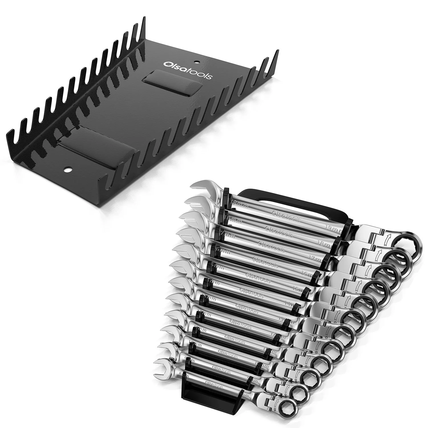 Ratcheting Wrench Set with Magnetic Wrench Organizer - Image 3