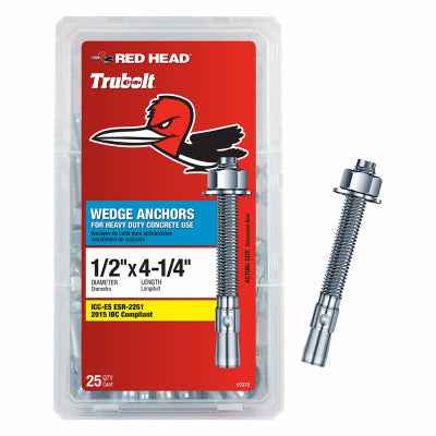 Red Head Tru Bolt 1/2 in. Dia. x 4-1/4 in. L Steel Hex Head Wedge Anchor 25 pk - Image 2