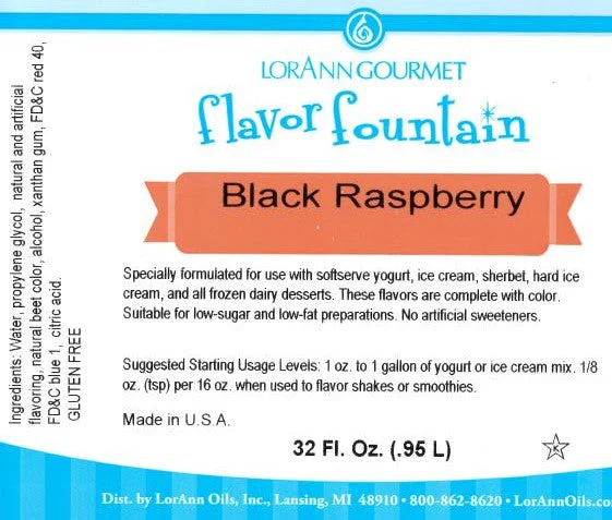 'REDUCED TO CLEAR' Black Raspberry Flavor Fountain - 4 x 32 oz. - Ice Cream and Beverage Flavors - LorAnn Oils - Canadian Distribution - Ships Free Within Canada on Orders Above CAD $199 - Image 2