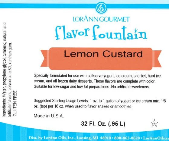 'REDUCED TO CLEAR' Lemon Custard Flavor Fountain - 3 x 32 oz. - Ice Cream and Beverage Flavors - LorAnn Oils - Canadian Distribution - Ships Free Within Canada on Orders Above CAD $199 - Image 2