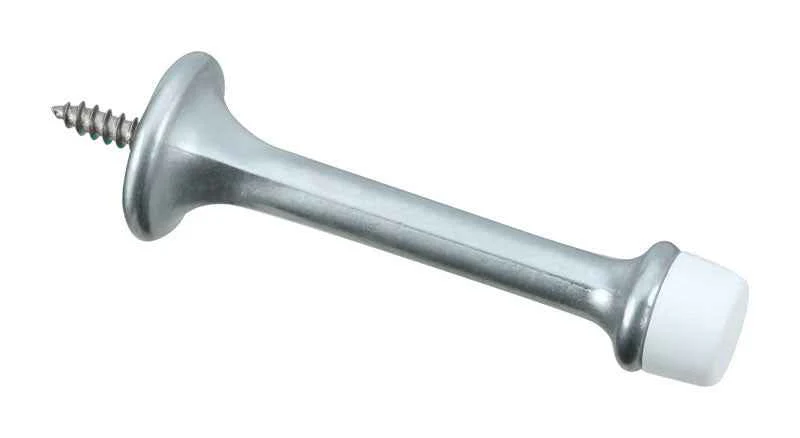 National Hardware 3 in. L Zinc w/Rubber Tip Satin Chrome Silver Rigid Door Stop Mounts to wall - Image 2