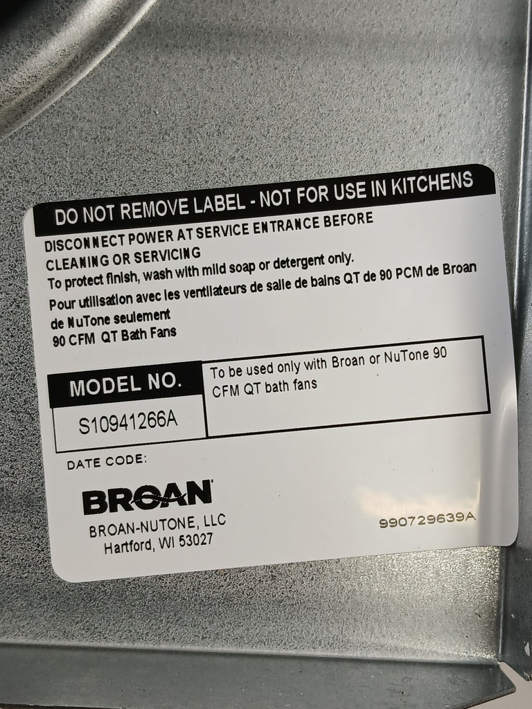 S10941266 Broan Nutone Exhaust Fan Motor and Blower Assembly - Image 5