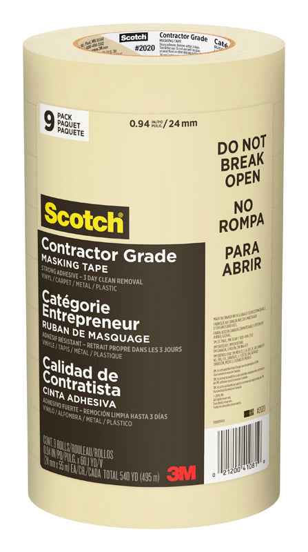 Scotch 0.94 in. W X 60.1 yd L Tan High Strength Masking Tape 9 pk - Image 2