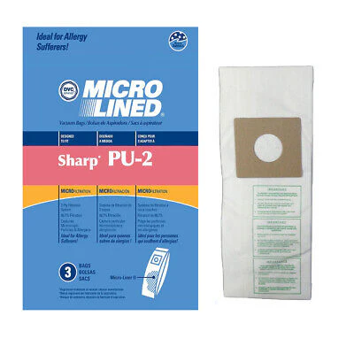 Sharp Type PU-2 Upright Micro-Lined Paper Vacuum Bags by DVC, 3 Pack #444820