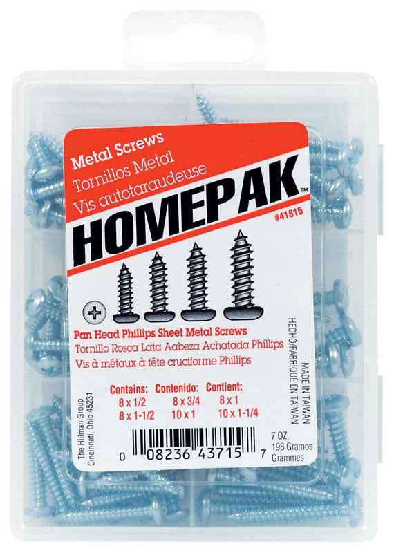 Hillman Homepak No. 14 Phillips Pan Head Zinc-Plated Steel Sheet Metal Screw Assortment 1 pk (Pack of 5) - Image 2