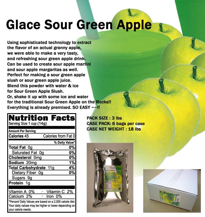 Sour Green Apple 4 in 1 Mix for Bubble Tea, Smoothies, Lattes and Frappes, 3 lbs. Bag (Case 6 x 3 lbs. Bags) - Ships Free Within Canada on Orders Above CAD $199 - Image 2