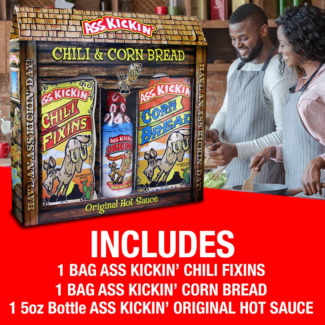 Ass Kickin' Chili Corn Bread Gift Set: 1 Bag Ass Kickin' Chili Fixins1 Bag Ass Kickin' Corn Bread1 5oz Bottle Ass Kickin' Original Hot Sauce - Image 2