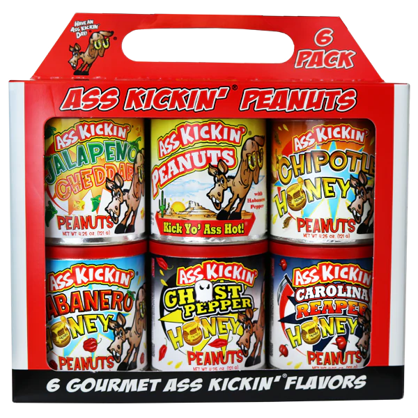 Ass Kickin’ Peanuts Variety 6 Pack (6 Different 4.2oz Ass Kickin' Peanut Flavors)